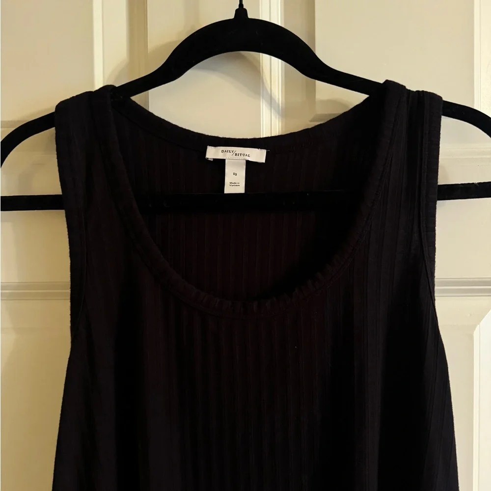 Daily Ritual Black Ribbed Tank Top - Picture 2 of 5